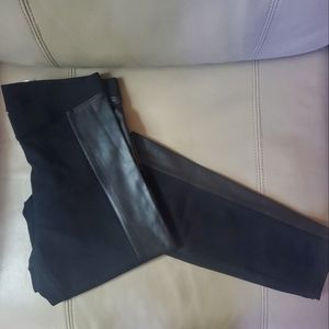 HUE Ponte Leatherette-Blocked Leggings